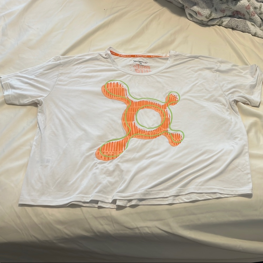 Orangetheory White and Orange Short Sleeve Tee